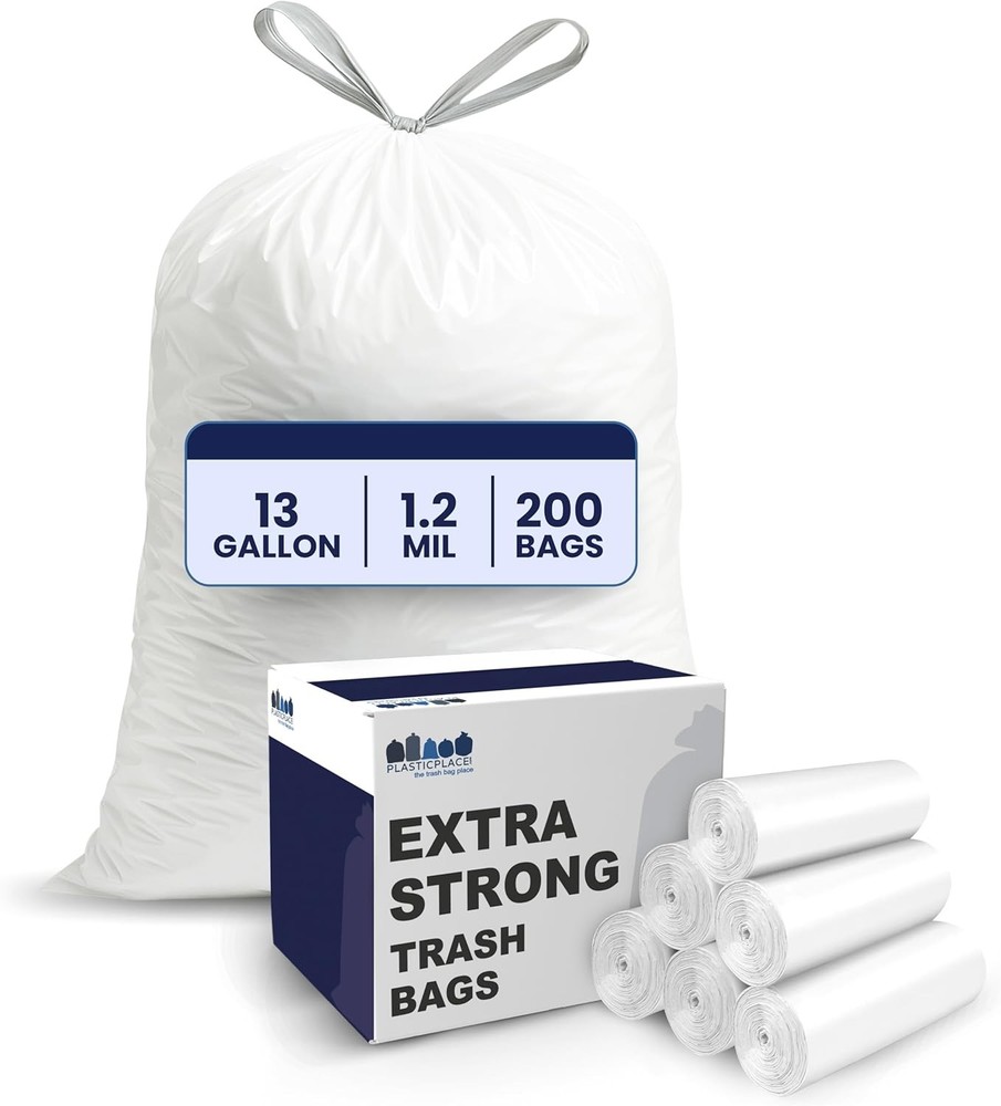 Trash Bags â”‚ 1.2 Mil â”‚ White Dstring Garba Can