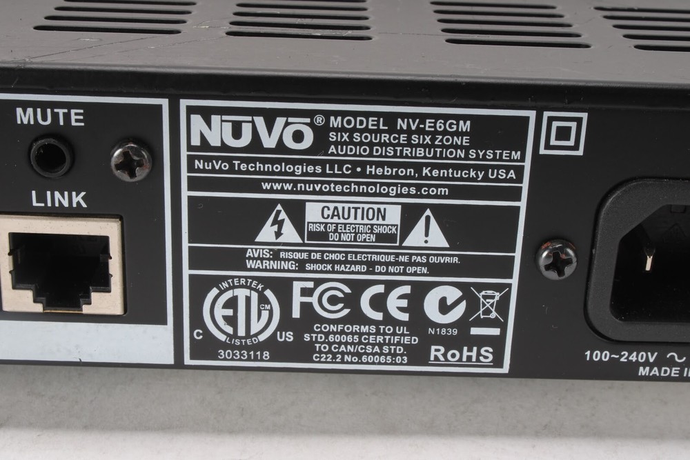 Nuvo NV-E6GM Six Source Six Zone Audio Distribution System - AS IS