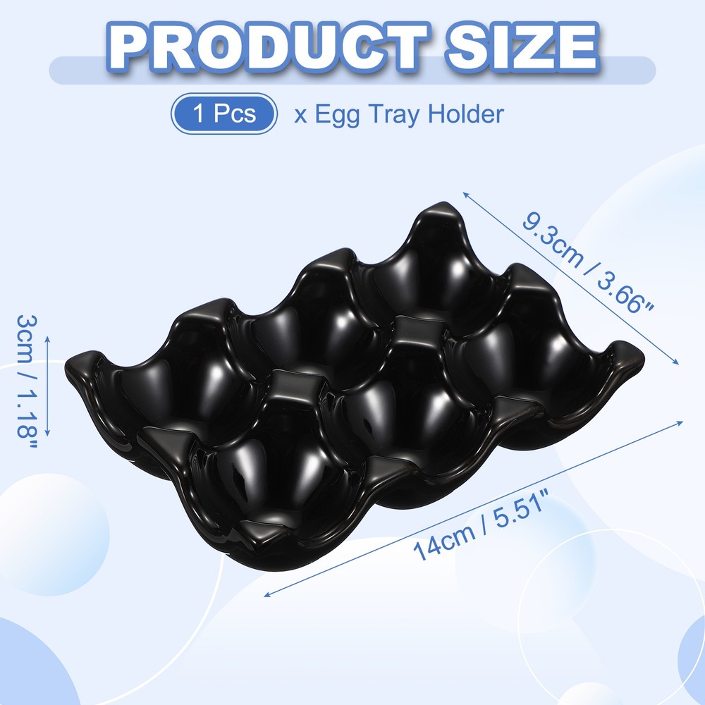 Ceramic 6 Cups Egg Tray Holder for Home Kitchen Storage, Black