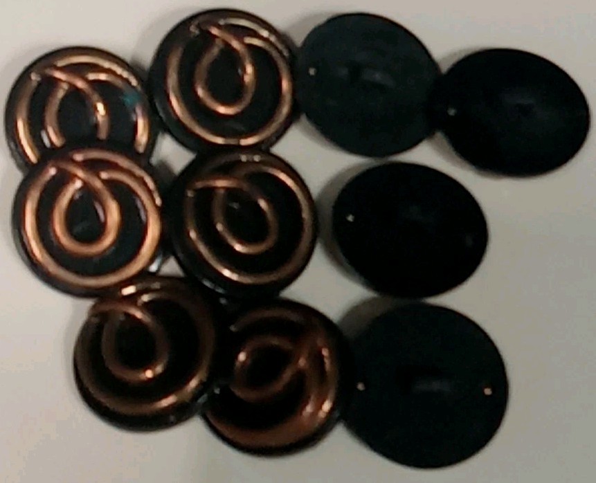 Lot Of 10 Plastic Ornate Copper Button Design