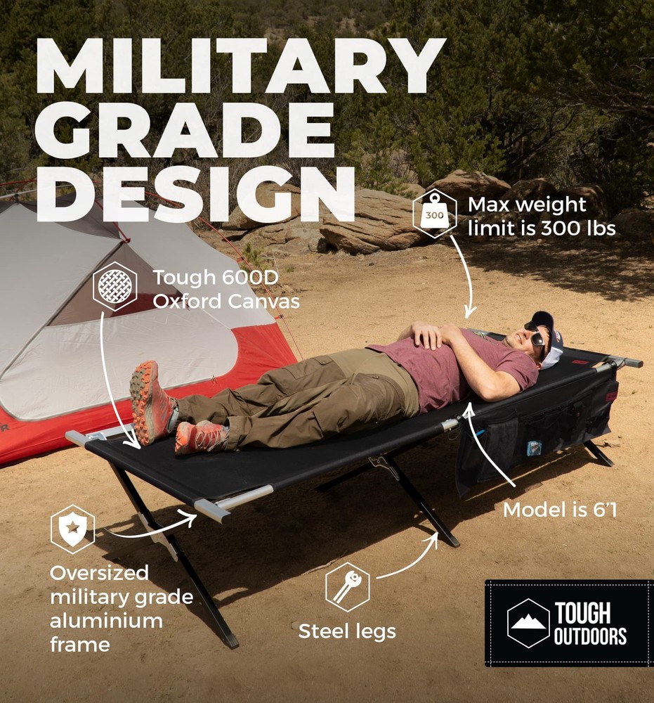 Evergreen Camping Cot XL - Cots for Sleeping - Foldable Camping Beds for Adul...