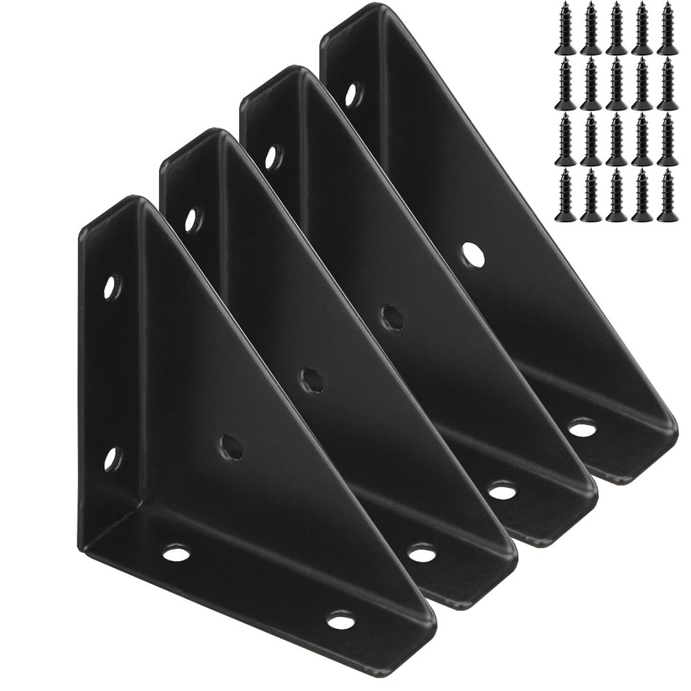 4 Pcs Trapeziform Angle Brackets Shelf Brackets Heavy Duty Triangular Bracket...