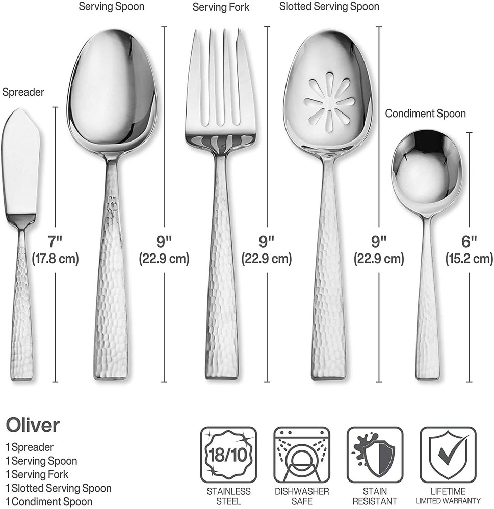 Mikasa OLIVER Flatware Replacement Singles - Satin Finish Hammered Stainless NEW
