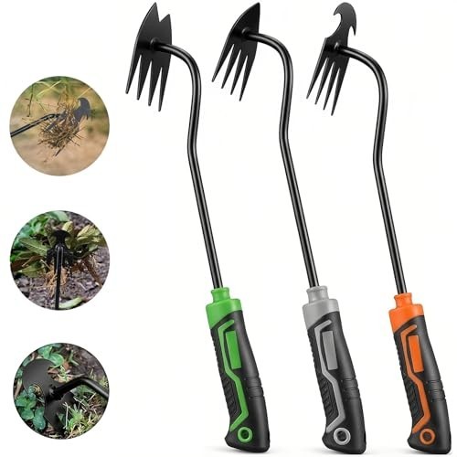 3Pcs Portable Garden Weeder Tool Set - Handheld Weed Pulling Tools for Gardening