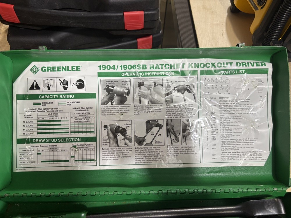 Greenlee Ratchet Knockout Driver Set 1904/1906SB