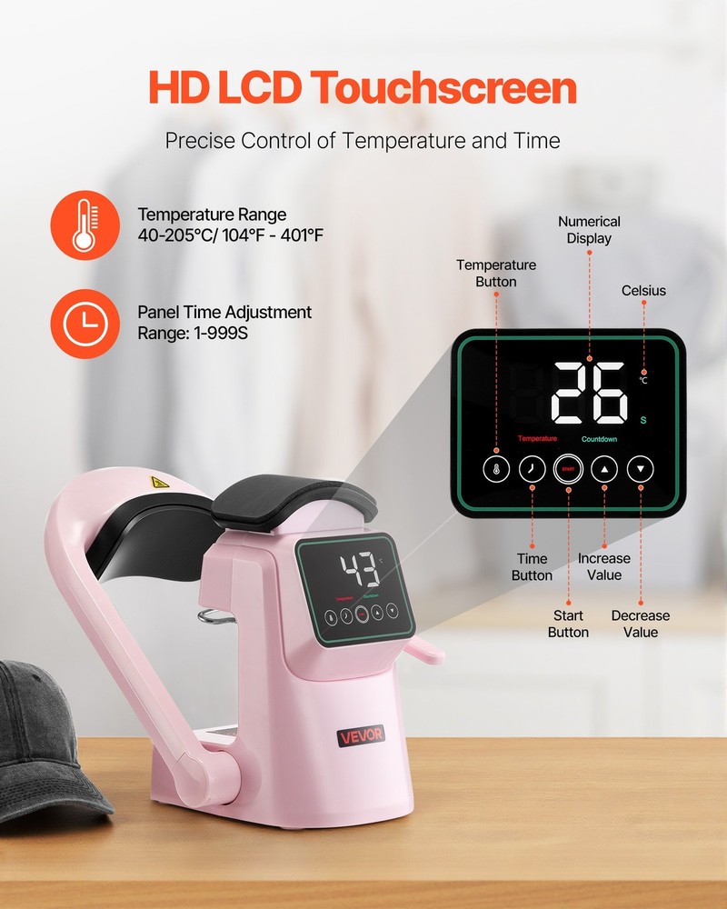 Auto Hat Heat Press Machine 2pcs Interchangeable Platens Automatic Open Re