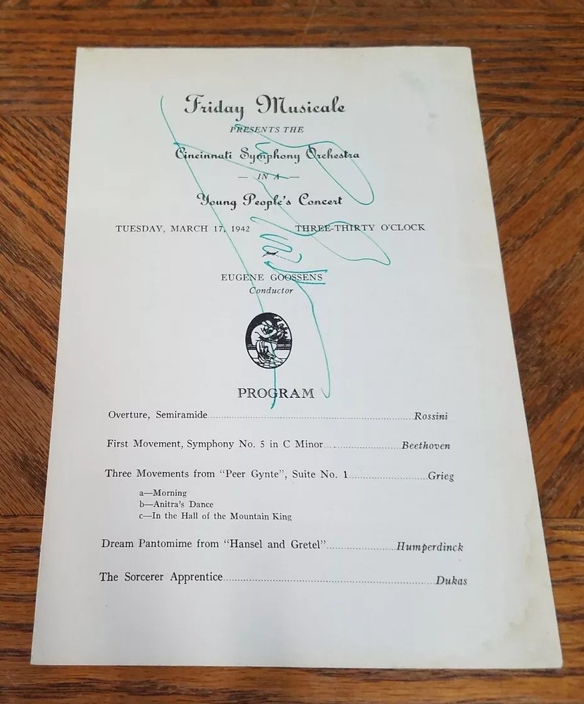 SIR EUGENE GOOSSENS ENGLISH, PIANIST, CONDUCTOR, COMPOSER- AUTOGRAPHED PROGRAM