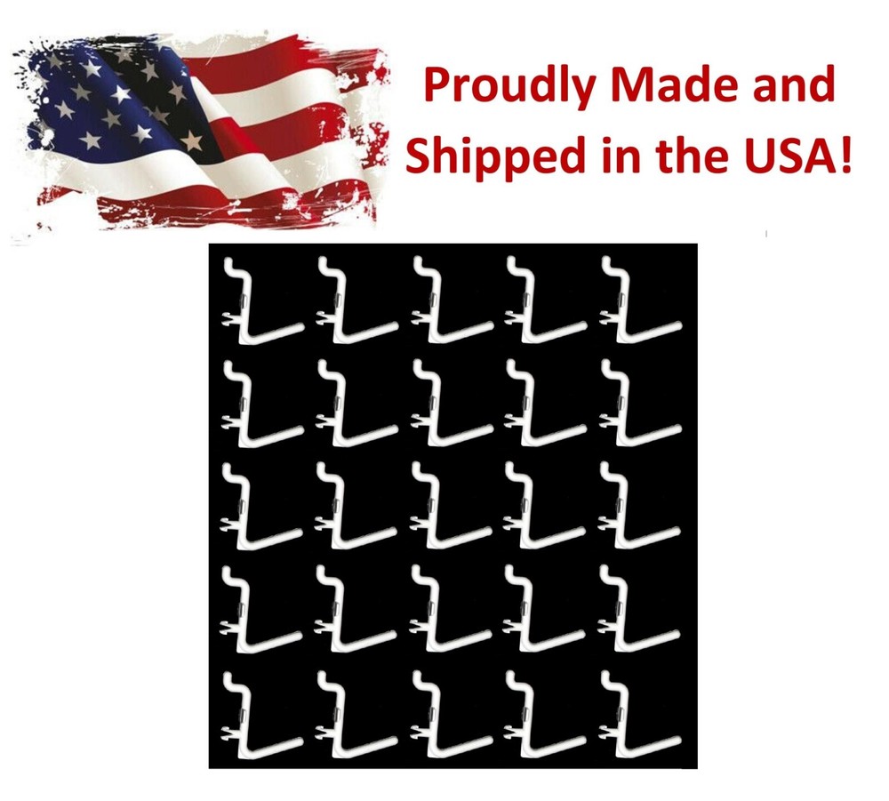 Plastic White L-Style Pegboard Hook Kit, 25-Pack