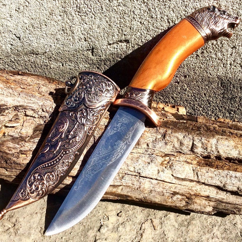 11"" Dagger with Sheath Copper Color & Bear Design