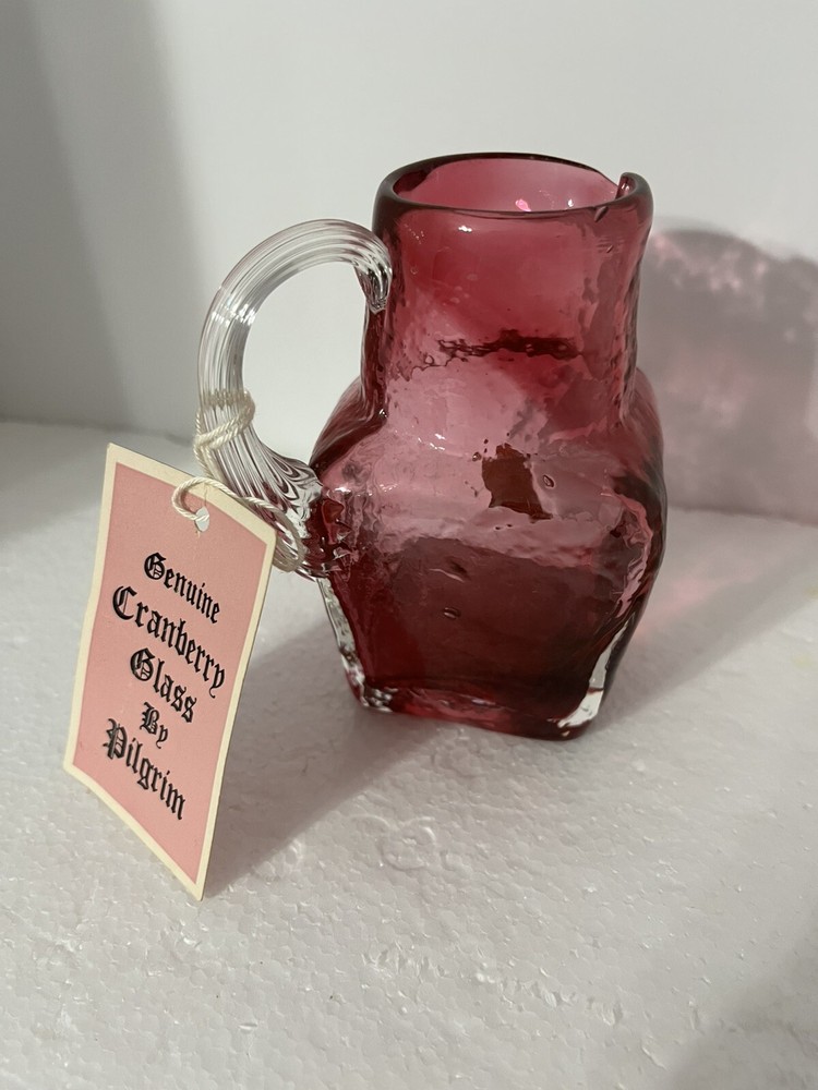 Pilgrim Cranberry Glass Pitcher/Creamer