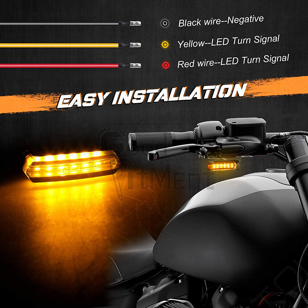 Sequential Flowing LED Turn Signals Mini Handlebar Light For Harley Motorcycle