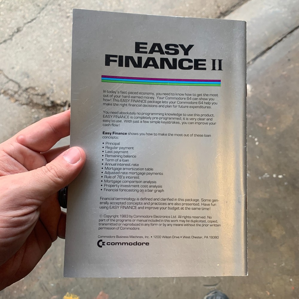 VTG Commodore 64 EASY FINANCE II Manual 1983 Commodore Electronics