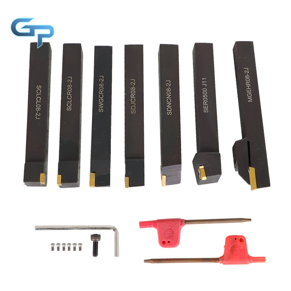 Milling Cutter 1/2" Indexable Carbide Turning Tool Set For Lathe Turnining 7Pack