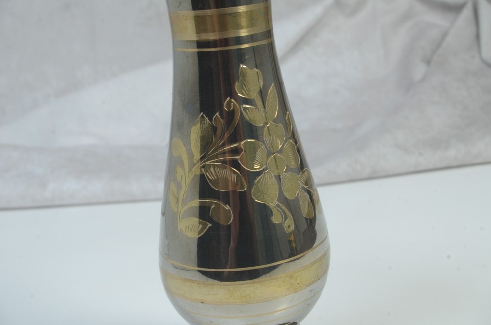 Vintage Solid Etched Brass Black, Gold & Silver Made In India