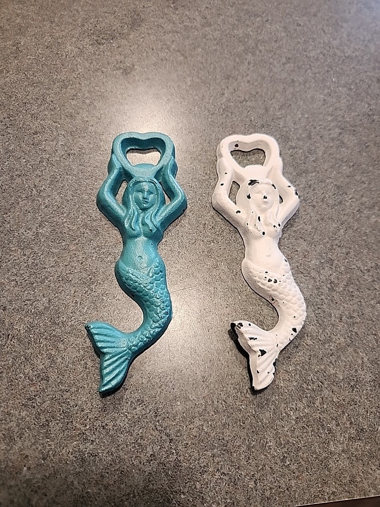 2 Cast Iron Mermaid Bottle Openers