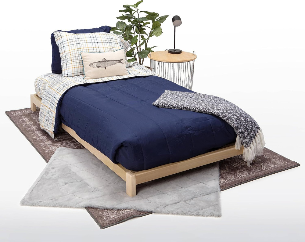 Transitional Solid Wood Twin Platform Bed in Rich Brown Finish