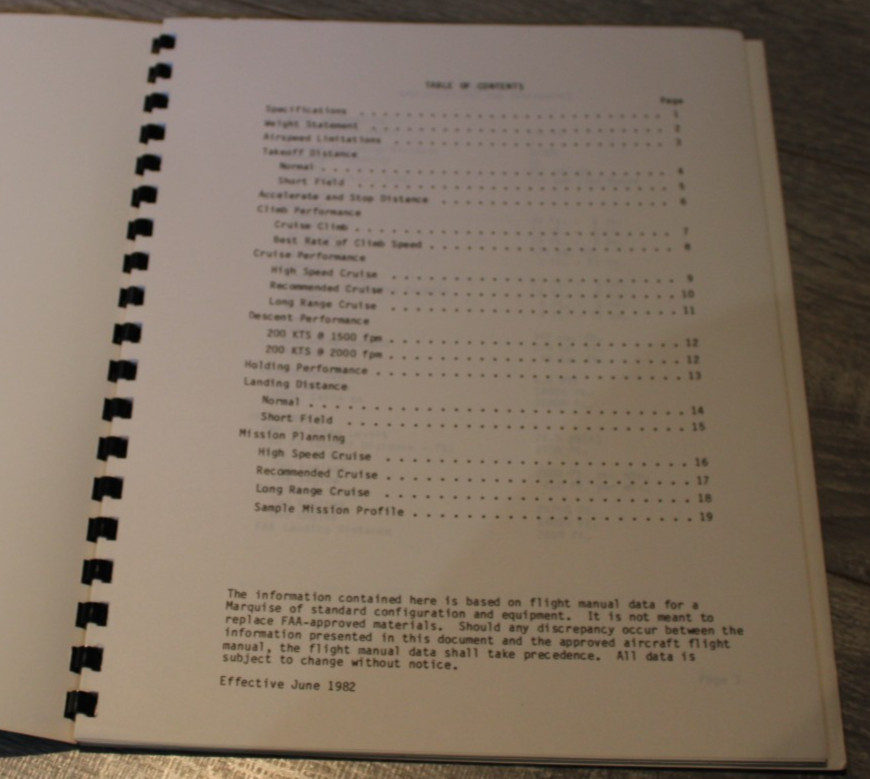 Mitsubishi Marquise Flight Planning Handbook