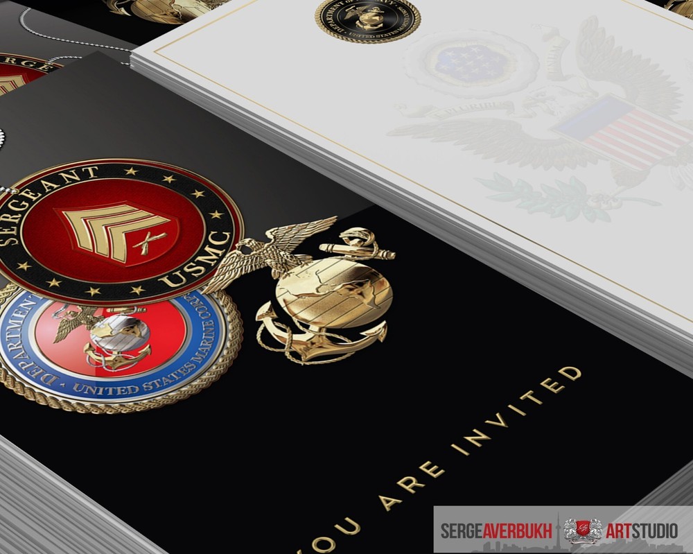 Customizable US Marine Sergeant 5x7 Invitation Template DIGITAL DOWNLOAD