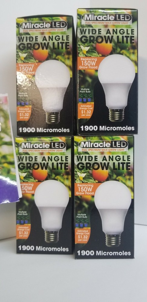 Miracle LED 4-Socket 6ft Easy Grow System w/4 Full Spectrum LED Bulbs Free Ship