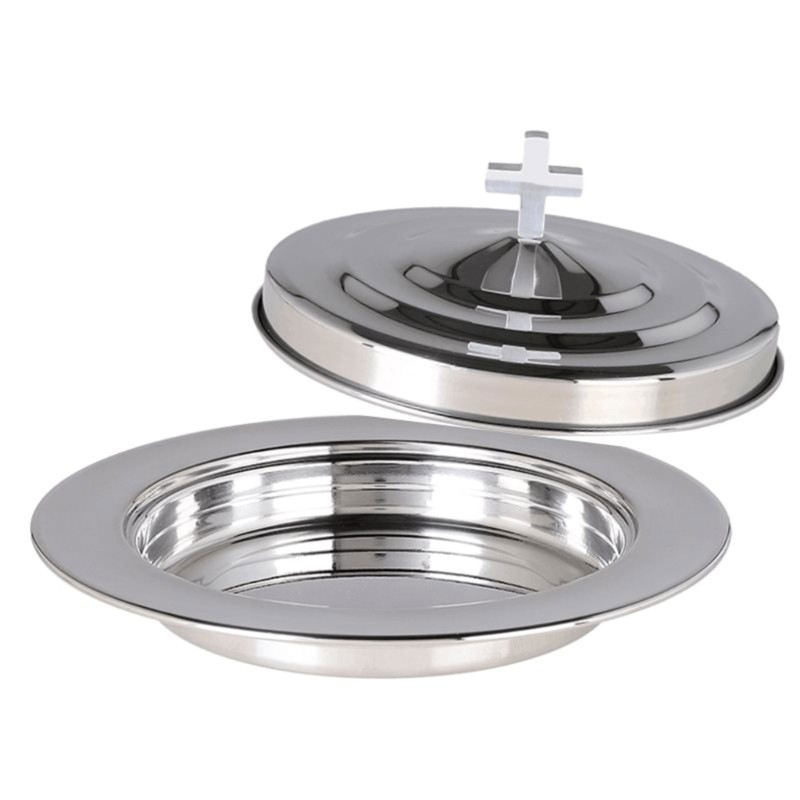Multipurpose Stackable Communion Bread Serving Plate Stainless Steels Lid Church