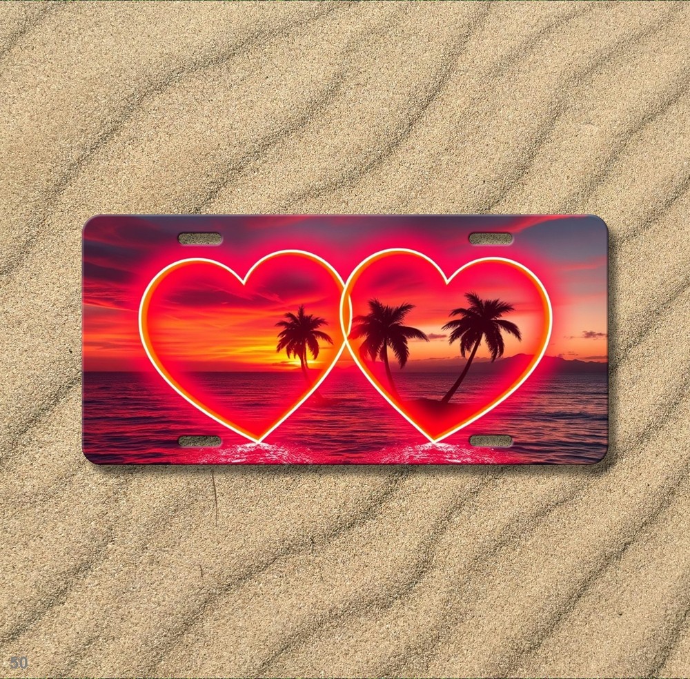 Artistic Two Hearts Artwork Custom Name License Plate Customizable Front Plate
