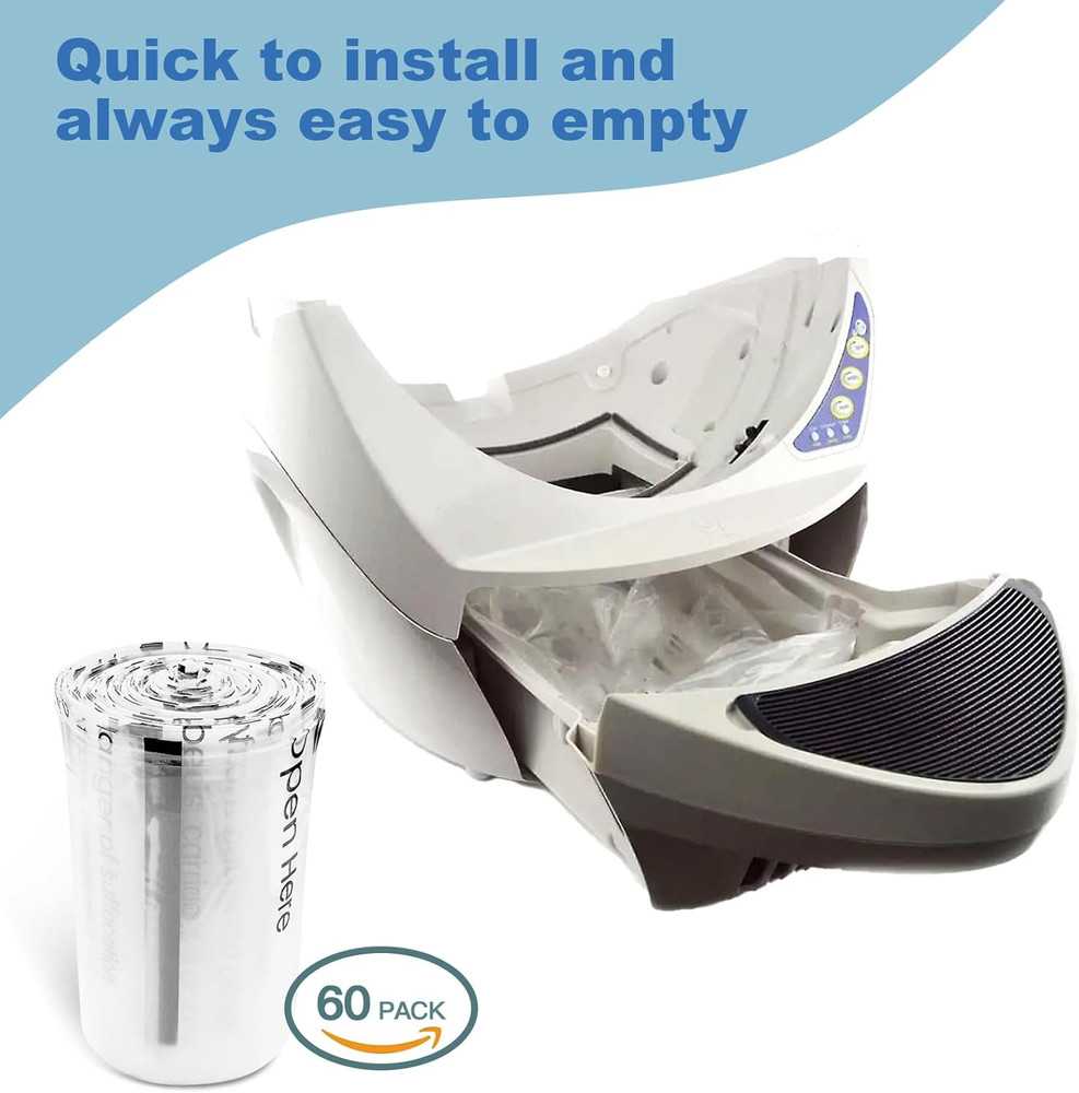 Replacement Waste Drawer Liners Compatible with Litter Bag Robot 3 4, 60 Count