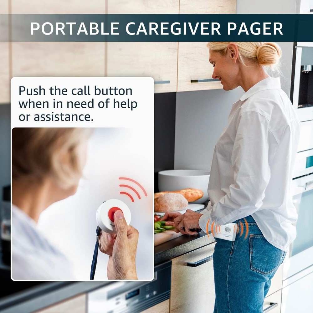 Elderly Call Button with 500ft Range - Wireless Pager Alert System & Receiver