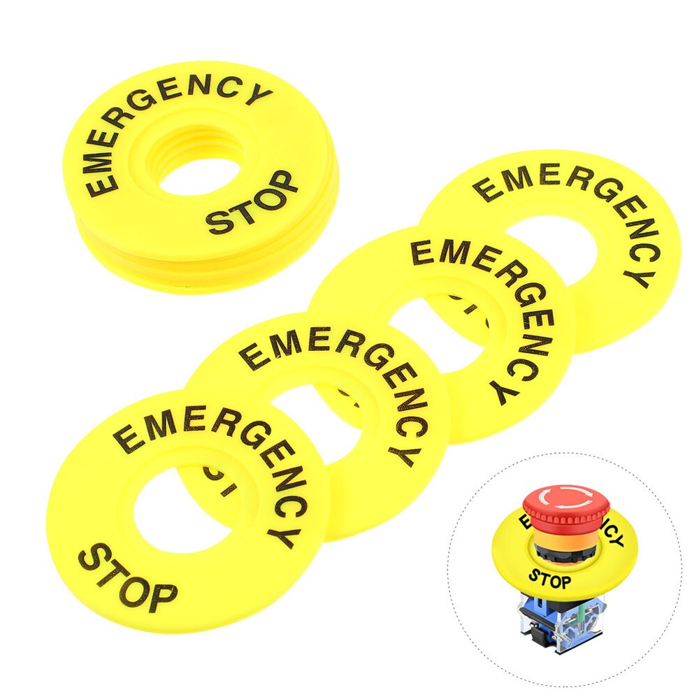 10PCS Emergency Stop Rings Emergency Sign Labels Button Push Switch Accessories