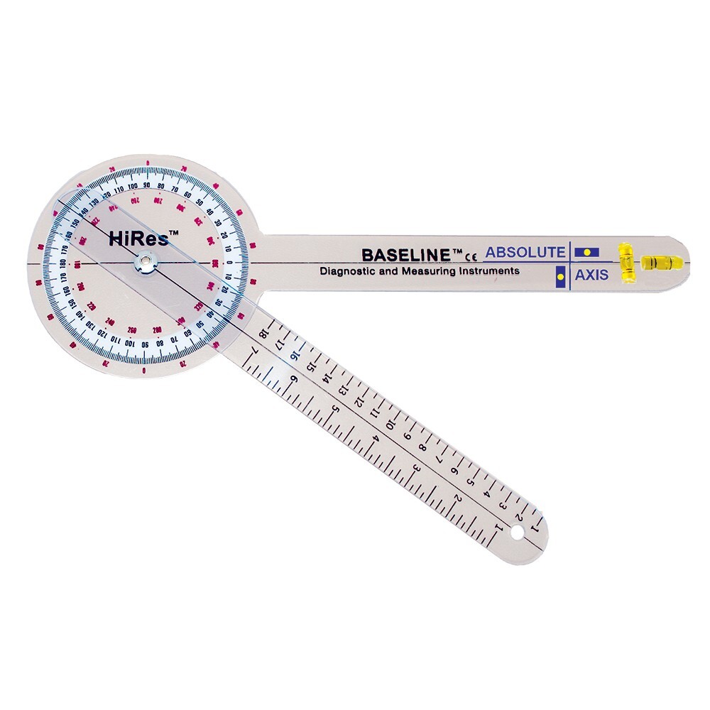 MILS Baseline 12" Hi Res Plastic Goniometer with Absolute+Axis Built-In