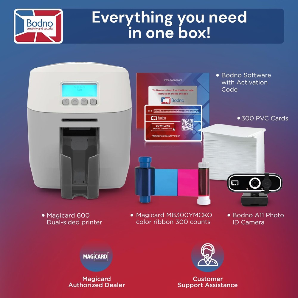 Bodno Magicard 600 Dual Sided ID Card Printer ID Software - Silver Edition