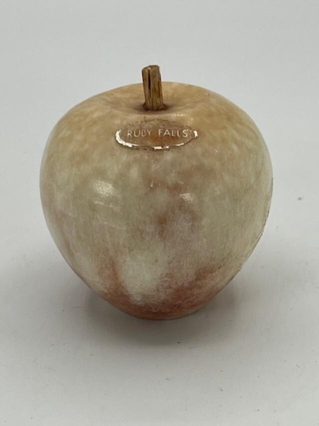 Vintage Marble Apple Paperweight with Stem "Ruby Falls" No Chips Or Cracks