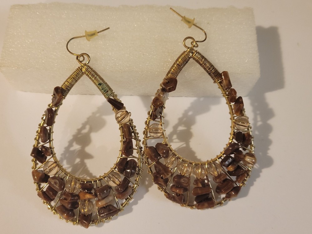 Handmade Wire and Natural Stone Earrings
