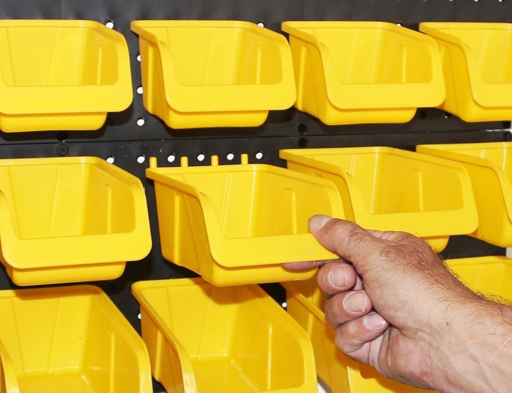36 Pack Pegboard Storage Bins Kit Medium & Large Yellow Organizer