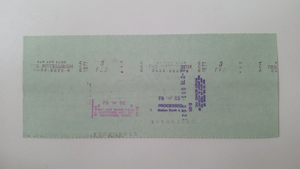 Pitney Bowes: 1978 Pittsburgh Pirates Expense Check