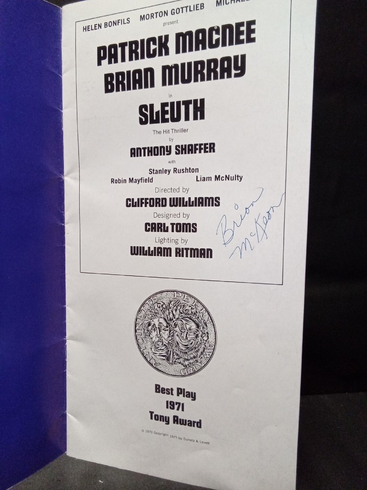 Patrick Macnee Signed “Sleuth” Program Twice – JSA COA -1 #