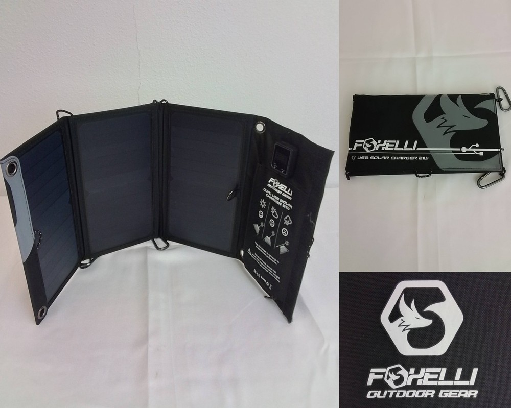 Foxelli USB Folding Solar Panel Tested Working Outdoor/Camping #J4386