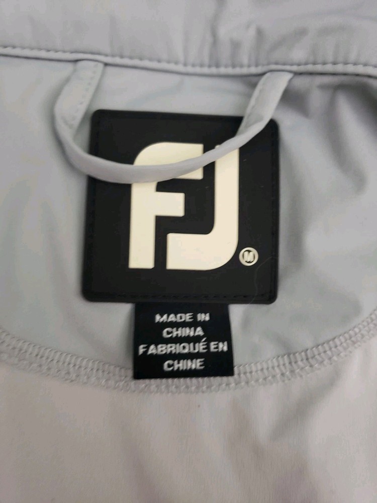 Footjoy Softshell Wind Full Zip Grey Blue Golf Jacket Pockets Mens Medium