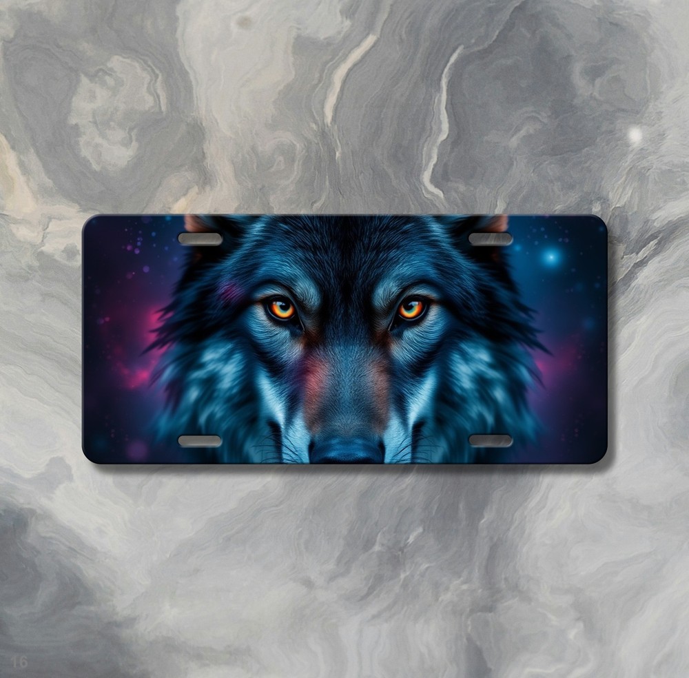Hyperrealistic Wolf License Plate Add Text Front Bumper Plate Gift Idea