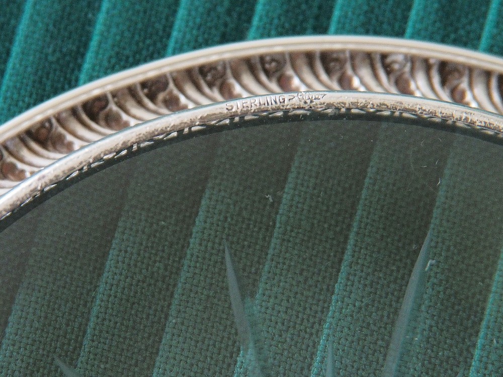 WEBSTER Vintage Sterling Silver Cut Glass Coaster