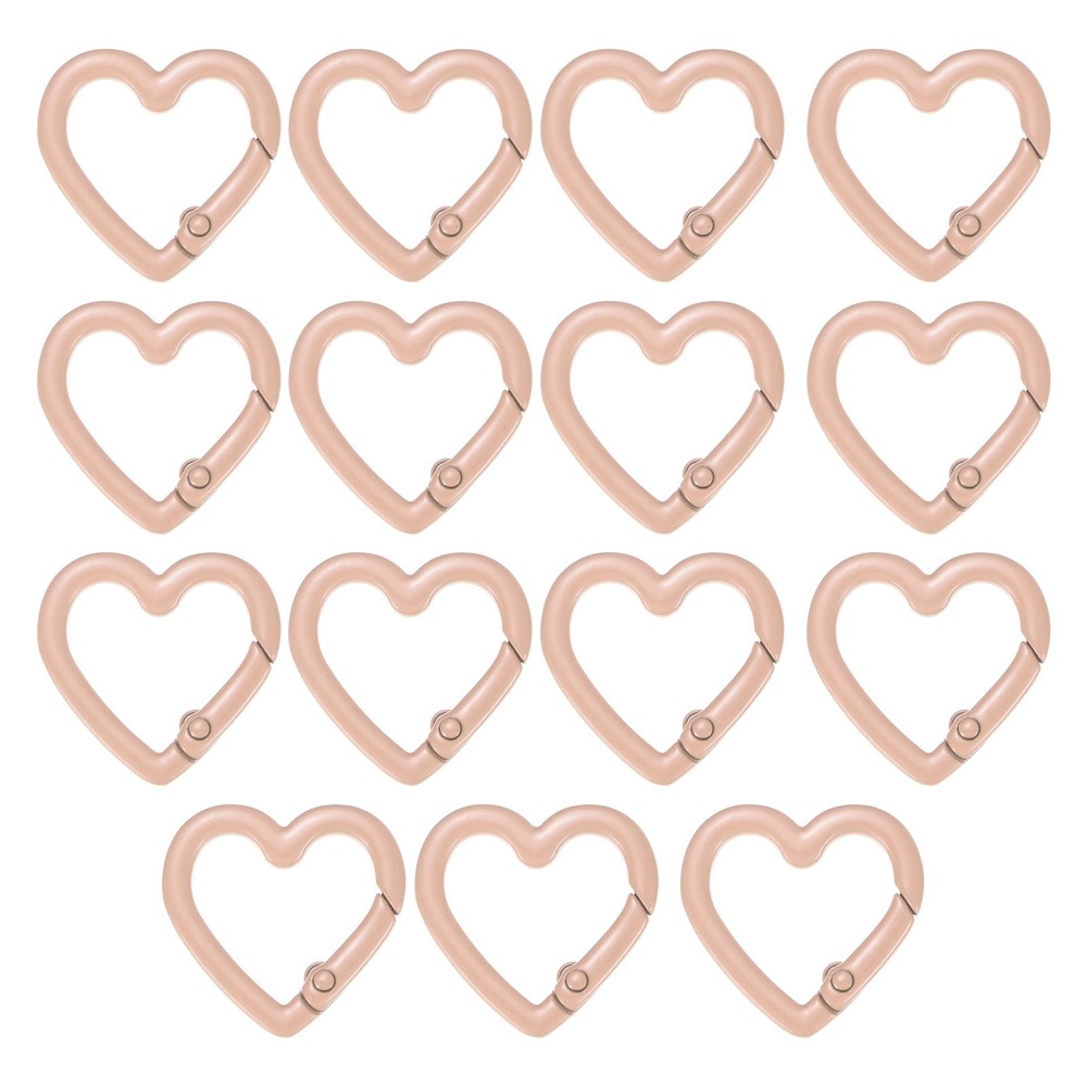 Heart Shaped Hook Clip [15 Pack] - Keychain Clip [Pink]