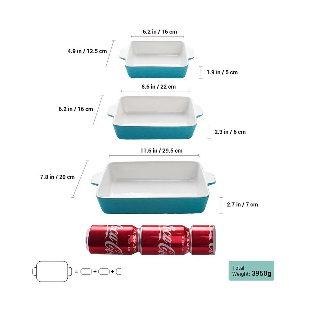 Bakeware Set, Krokori Rectangular Baking Pan Ceramic Glaze Baking Dish for Co...