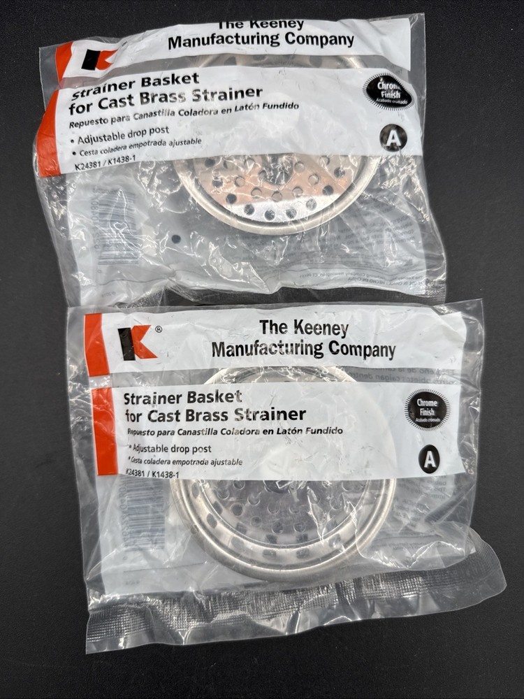 2 Sink Strainer Baskets Stopper Chrome Finish Adjustable 3.5" Replacement NEW