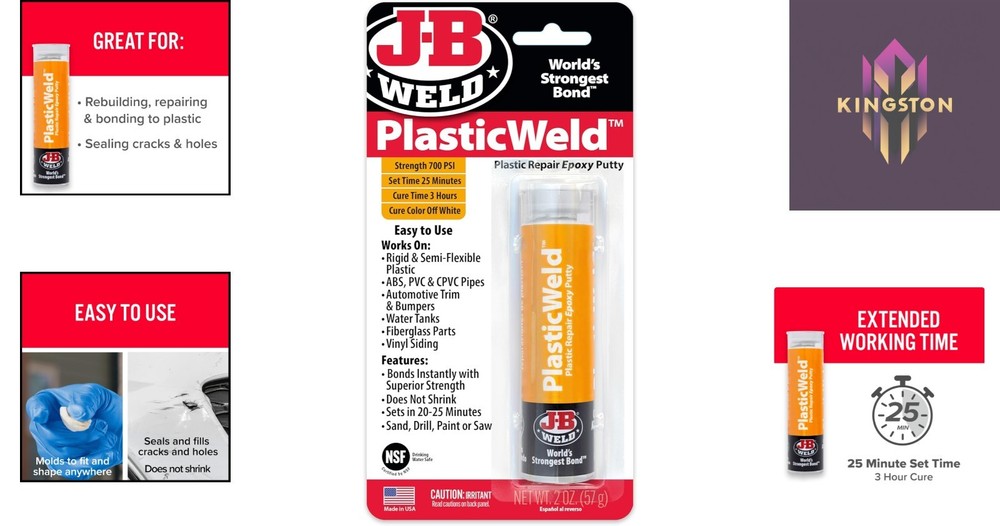 Fast-Setting 2 oz. PlasticWeld Epoxy Putty - Strong, Moldable Adhesive Solution