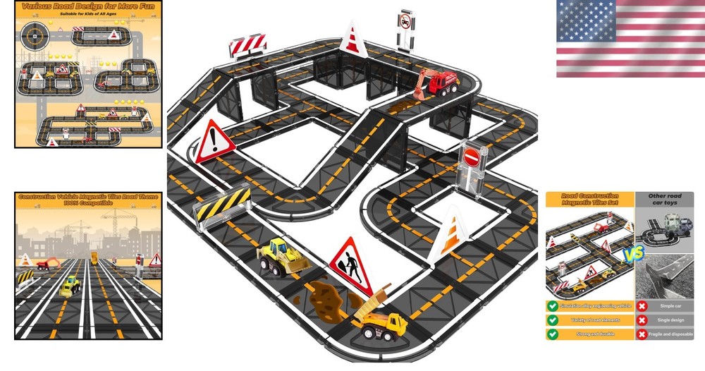 Construction Vehicle Magnetic Blocks Set - Educational Toy