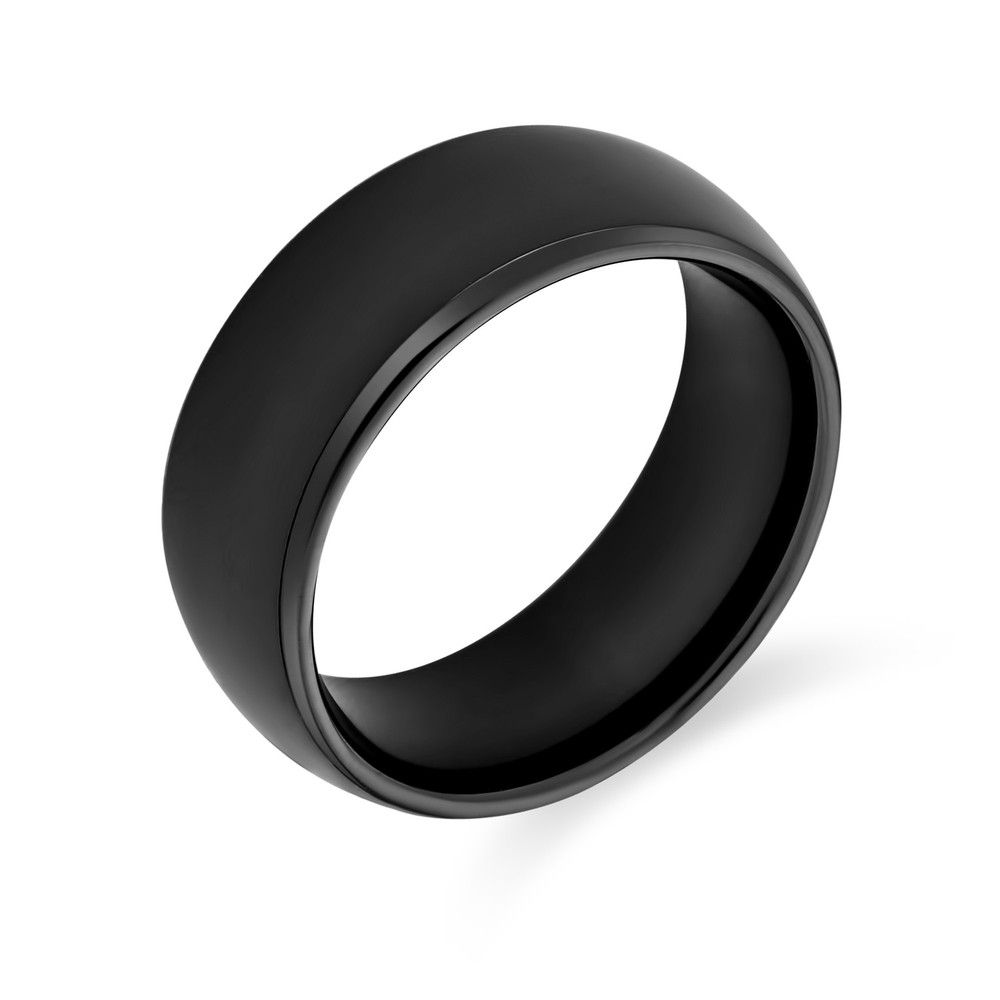 Plain Simple Wide Dome Black Or Silver Couples Titanium Wedding Band Ring For