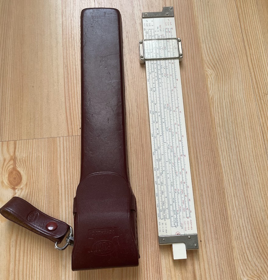 Vintage SLIDE RULE Versalog 1460 Frederick Post 12" Leather Case Engineering
