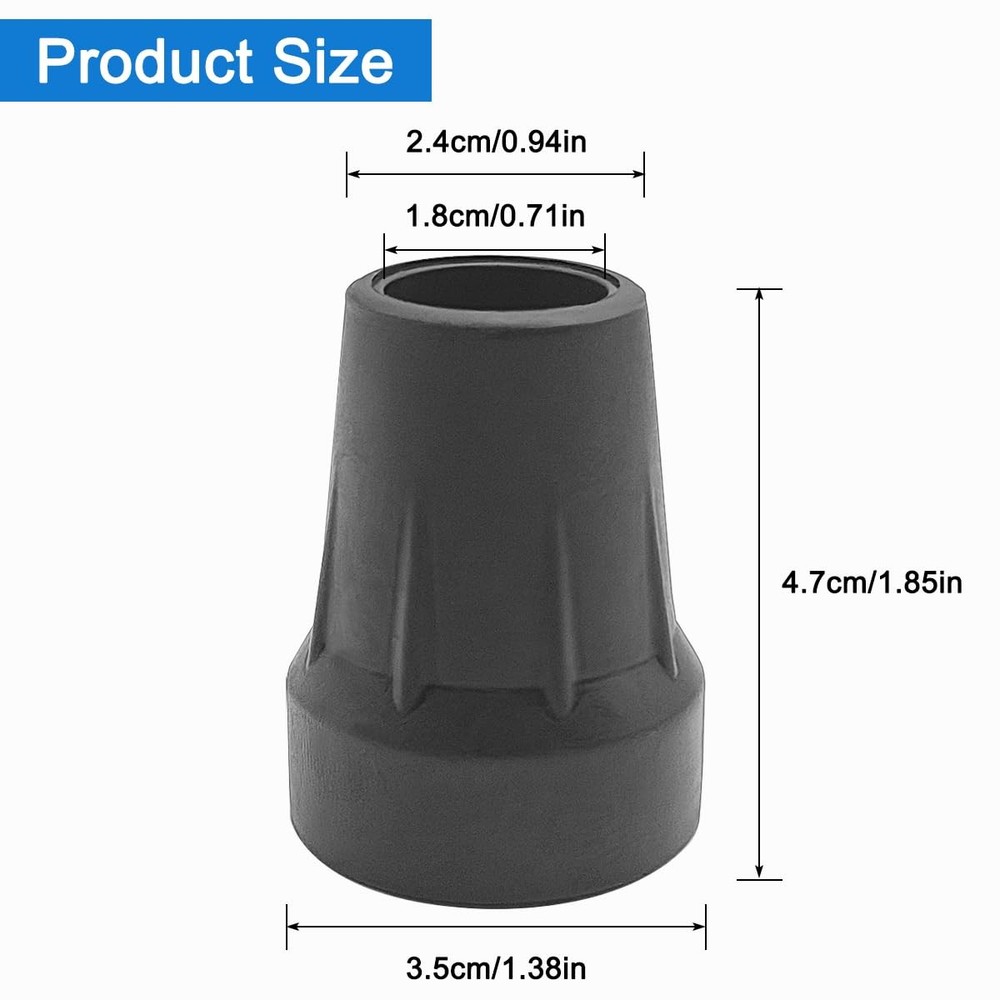 4 Pack Replacement Cane Tips, Rubber Tips for Canes, 4, 4 Black-a