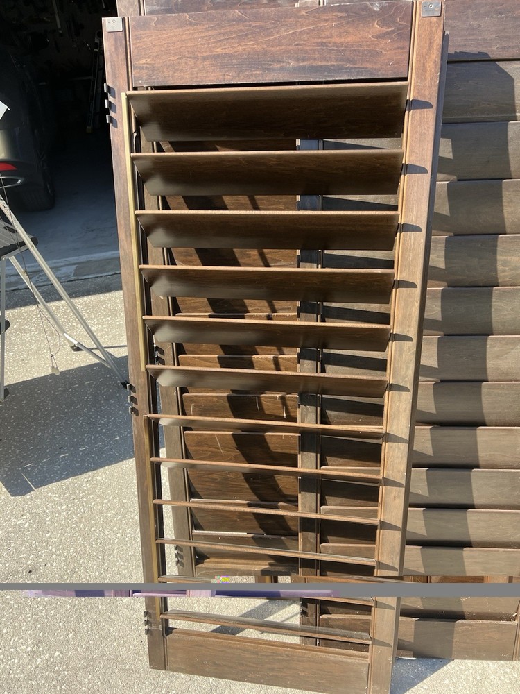 Solid Wood Four Panels Bi-Fold Louver Window Shutter 57” x 23”