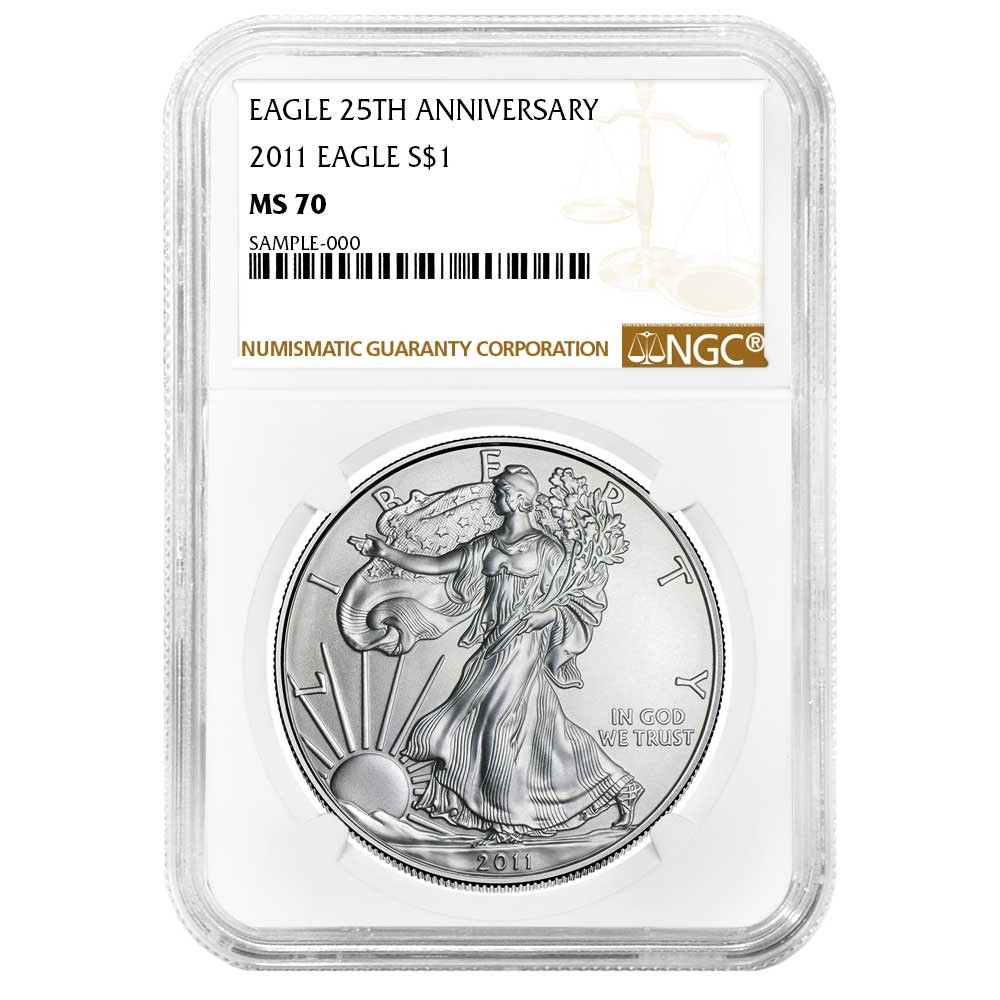 2011 $1 American Silver Eagle NGC MS70 Brown Label