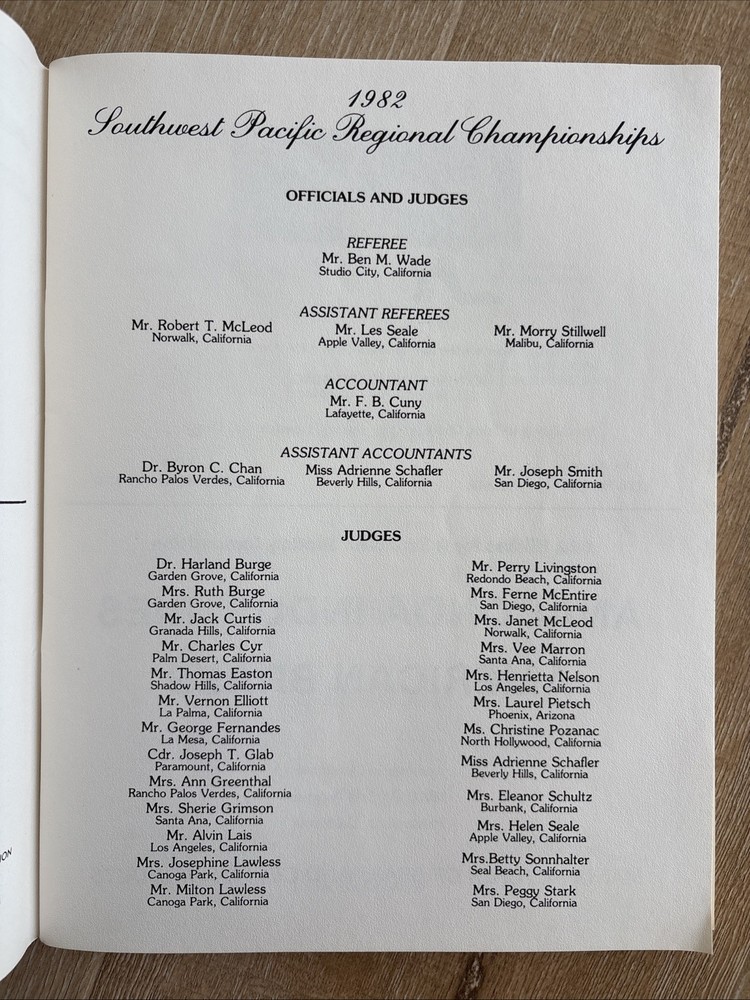1982 SOUTHWEST PACIFIC CHAMPIONSHIPS Figure Skating Program Paramount CA Vintage